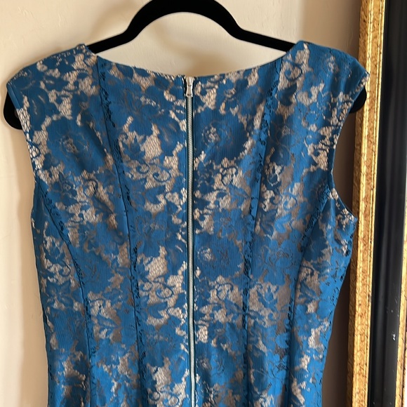 Danny and Nicole Teal Lace Fit and Flare Midi Dress - Picture 7 of 11